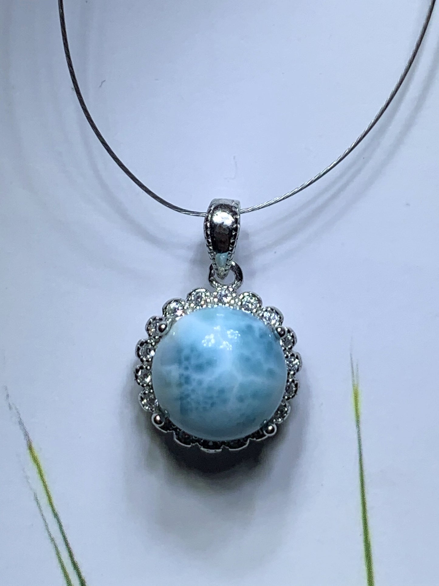 AAA+ Natural Authentic Dominican Larimar Pendant,Handmade Jewelry, Crystal Jewelry, Larimar Jewelry,Larimar Stone ET429