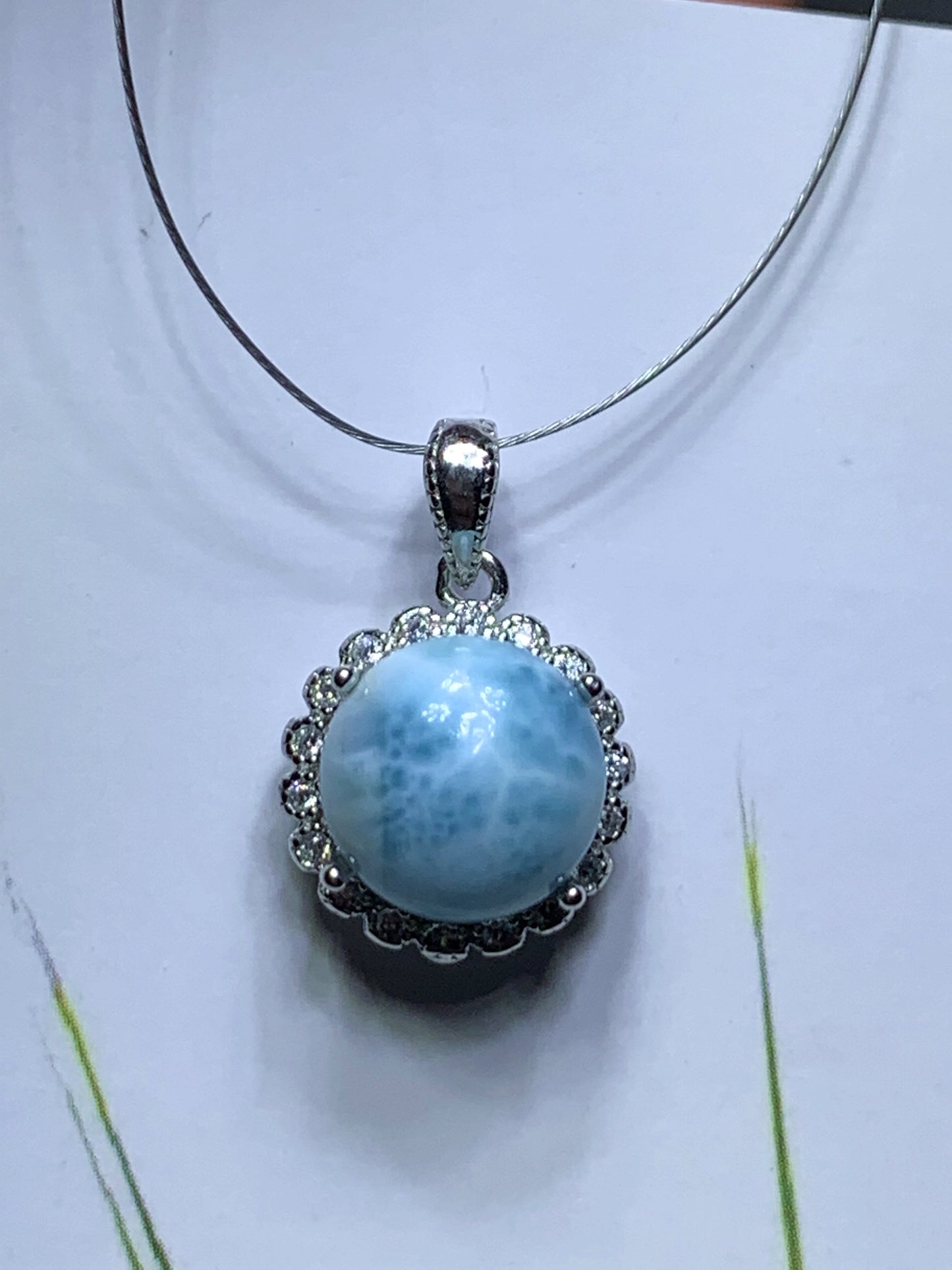 AAA+ Natural Authentic Dominican Larimar Pendant,Handmade Jewelry, Crystal Jewelry, Larimar Jewelry,Larimar Stone ET429