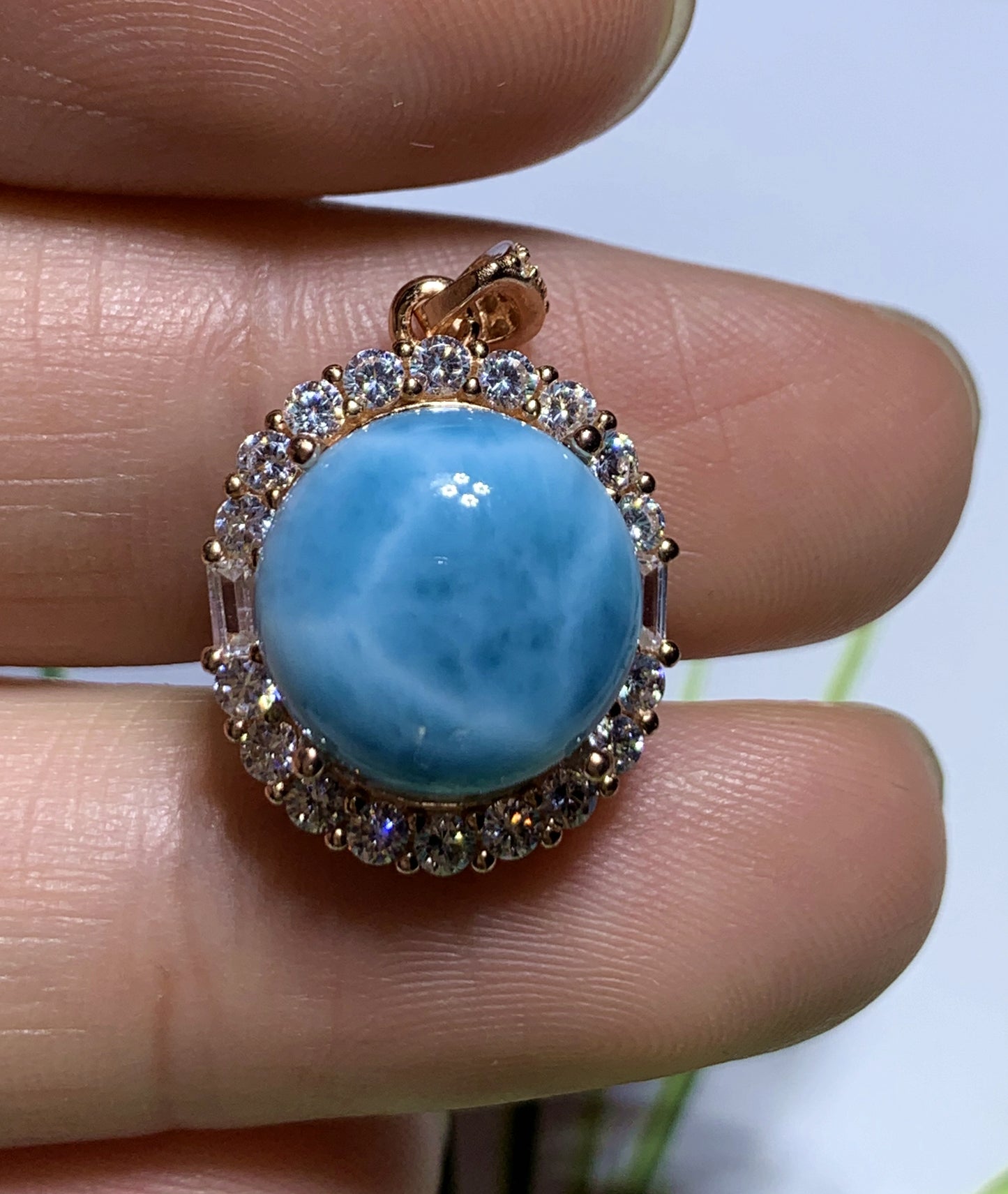 AAAA Natural Authentic Dominican Larimar Pendant,Gems Jewelry,Gems Pendant,Crystal Pendant,ET430