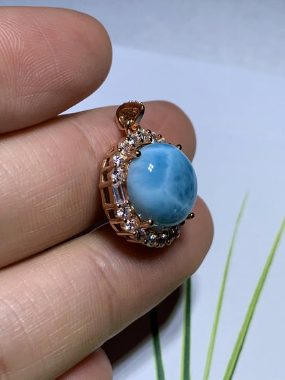 AAAA Natural Authentic Dominican Larimar Pendant,Gems Jewelry,Gems Pendant,Crystal Pendant,ET430