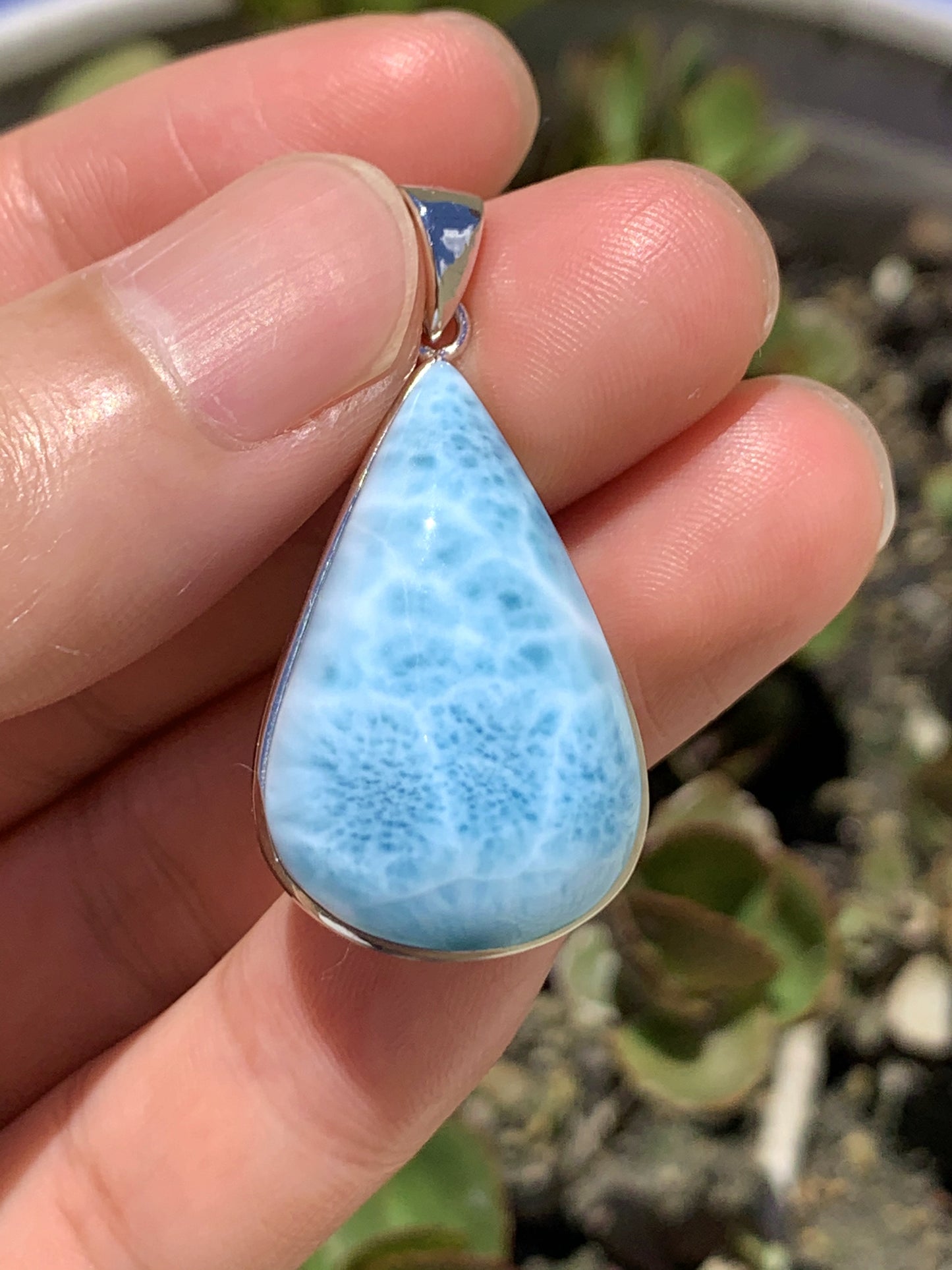 AAA Natural Authentic Dominican Larimar Pendant,Gems Jewelry,Gems Pendant,Crystal Pendant,ET453