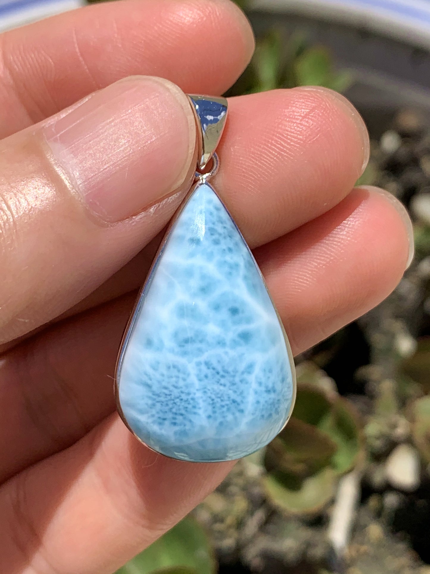 AAA Natural Authentic Dominican Larimar Pendant,Gems Jewelry,Gems Pendant,Crystal Pendant,ET453