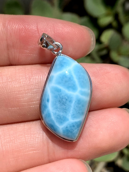 Natural Authentic Dominican Larimar Pendant,S925 Larimar Pendant,Larimar Jewelry,Larimar Necklace for Women,Pendant Necklace,ET046