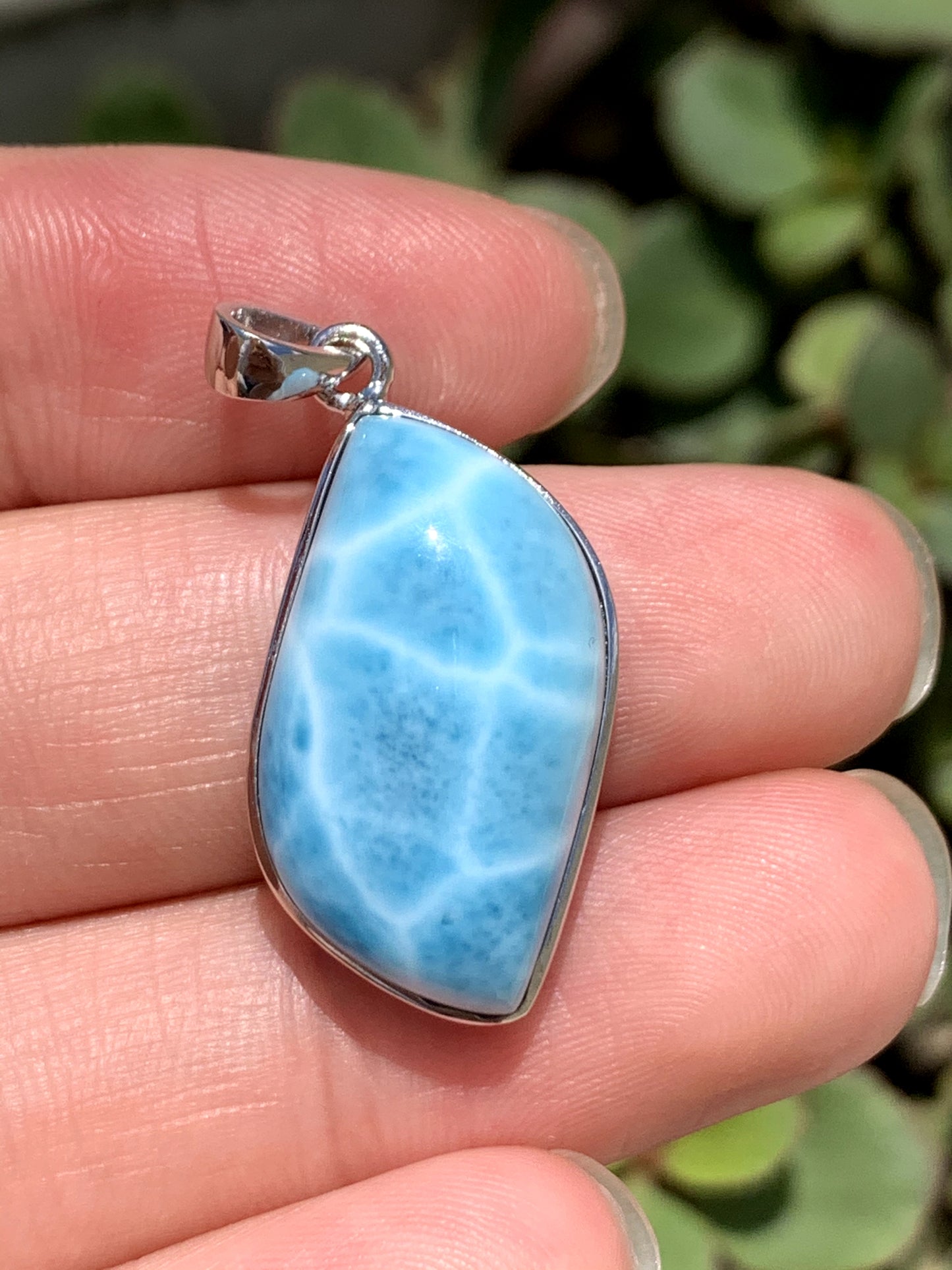 Natural Authentic Dominican Larimar Pendant,S925 Larimar Pendant,Larimar Jewelry,Larimar Necklace for Women,Pendant Necklace,ET046