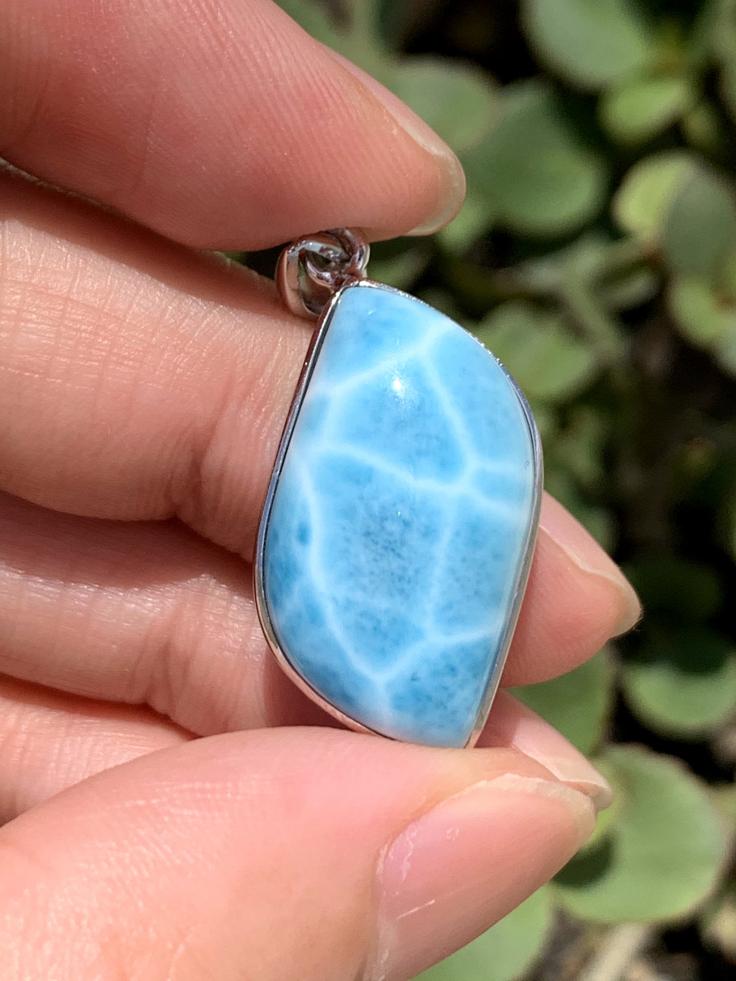 Natural Authentic Dominican Larimar Pendant,S925 Larimar Pendant,Larimar Jewelry,Larimar Necklace for Women,Pendant Necklace,ET046