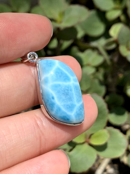 Natural Authentic Dominican Larimar Pendant,S925 Larimar Pendant,Larimar Jewelry,Larimar Necklace for Women,Pendant Necklace,ET046