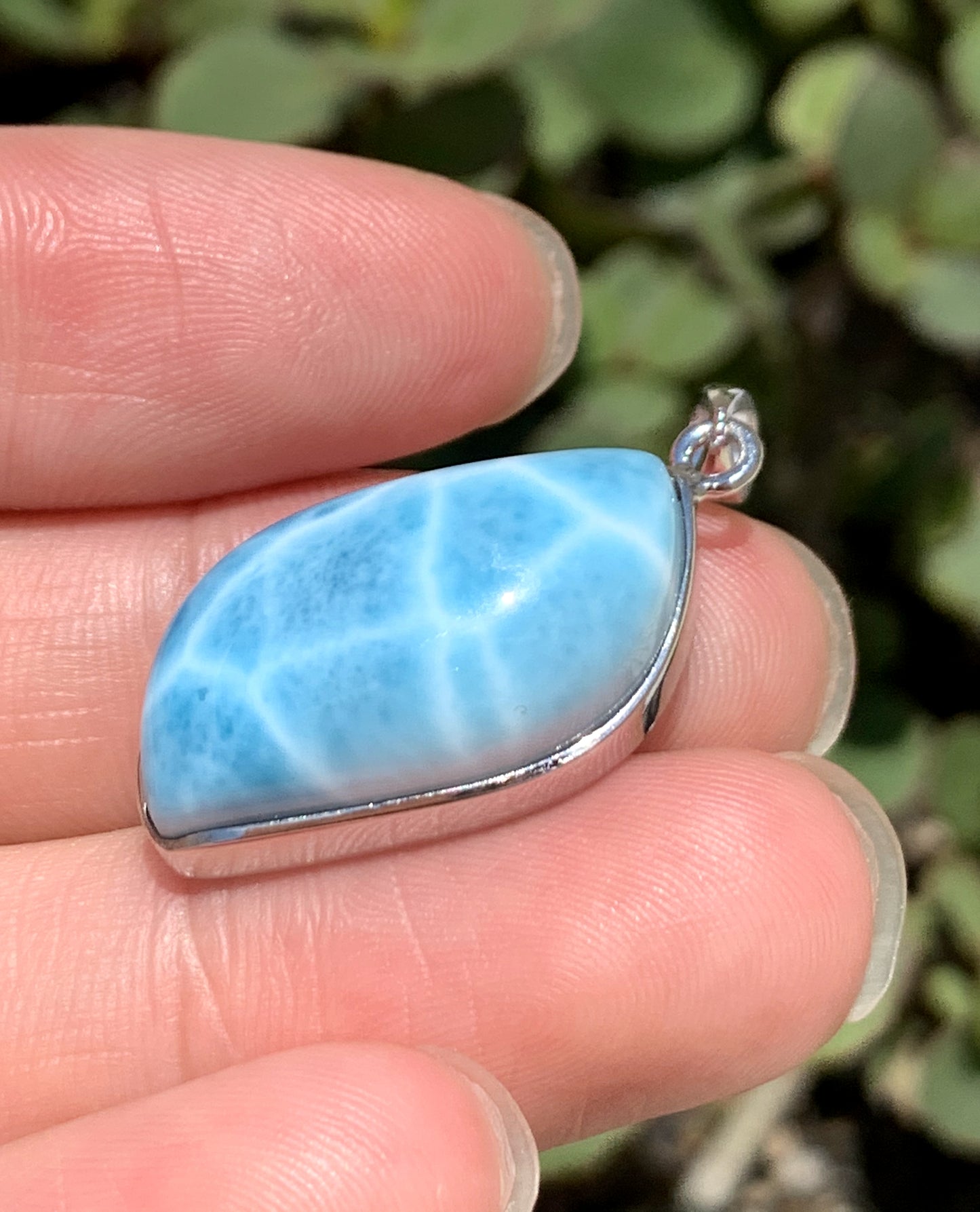 Natural Authentic Dominican Larimar Pendant,S925 Larimar Pendant,Larimar Jewelry,Larimar Necklace for Women,Pendant Necklace,ET046