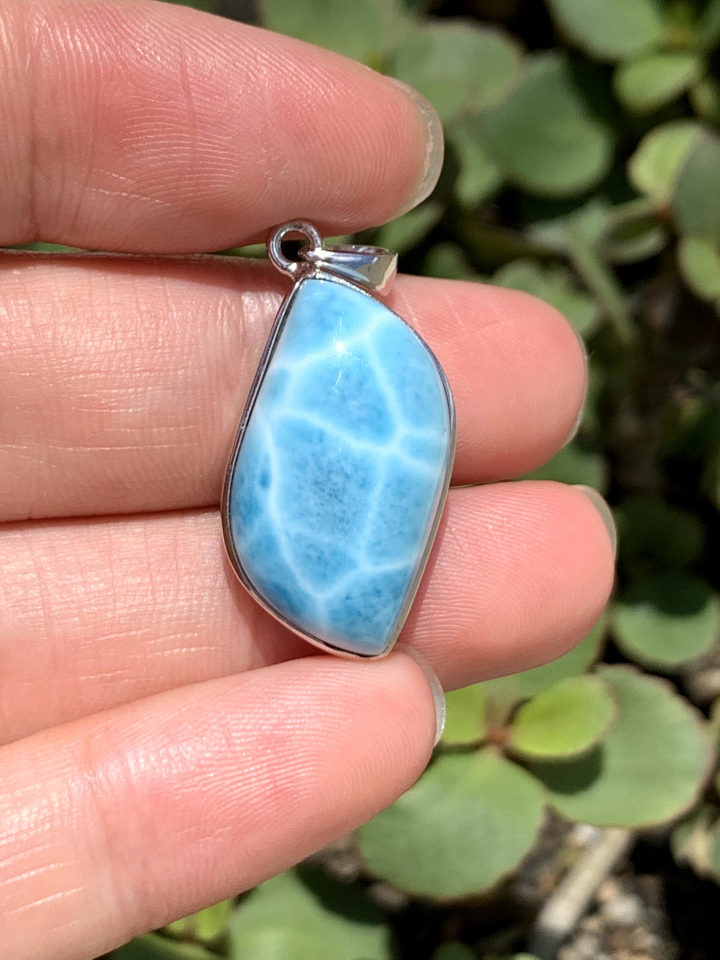 Natural Authentic Dominican Larimar Pendant,S925 Larimar Pendant,Larimar Jewelry,Larimar Necklace for Women,Pendant Necklace,ET046