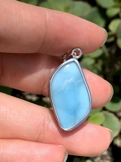 Natural Authentic Dominican Larimar Pendant,S925 Larimar Pendant,Larimar Jewelry,Larimar Necklace for Women,Pendant Necklace,ET046