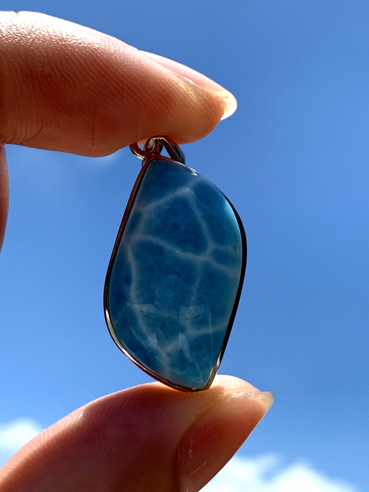 Natural Authentic Dominican Larimar Pendant,S925 Larimar Pendant,Larimar Jewelry,Larimar Necklace for Women,Pendant Necklace,ET046