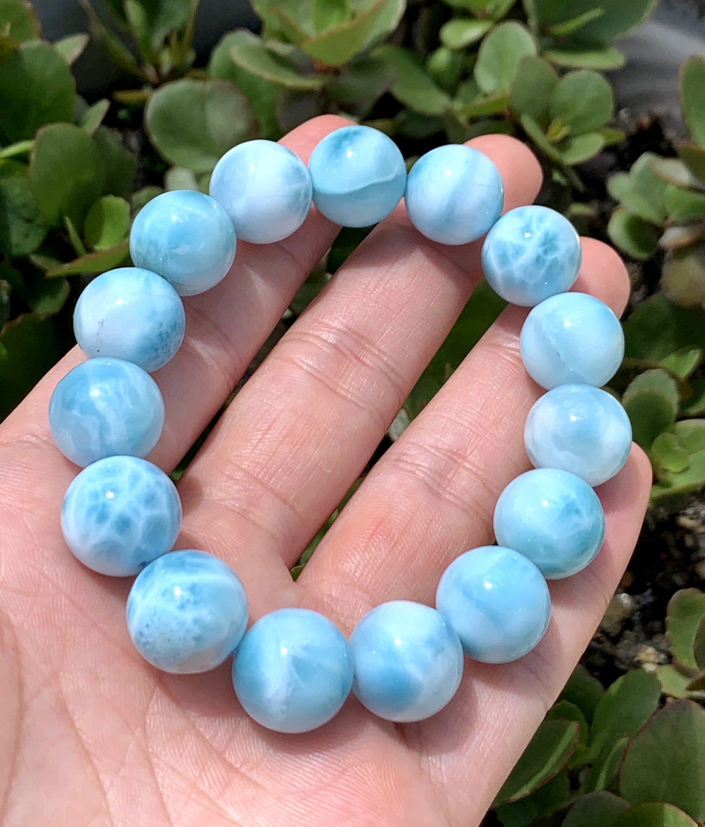 AAA+ Natural Authentic Dominican Larimar Bracelet,Gems Bracelet,13.7mm BraceletGems Jewelry,Crystal Bracelet,ET476