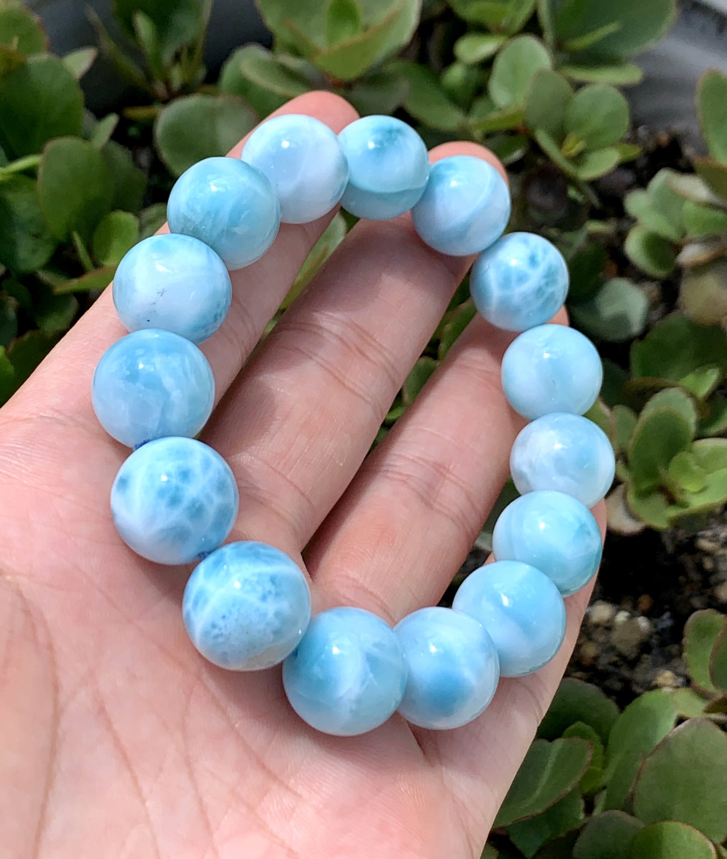 AAA+ Natural Authentic Dominican Larimar Bracelet,Gems Bracelet,13.7mm BraceletGems Jewelry,Crystal Bracelet,ET476