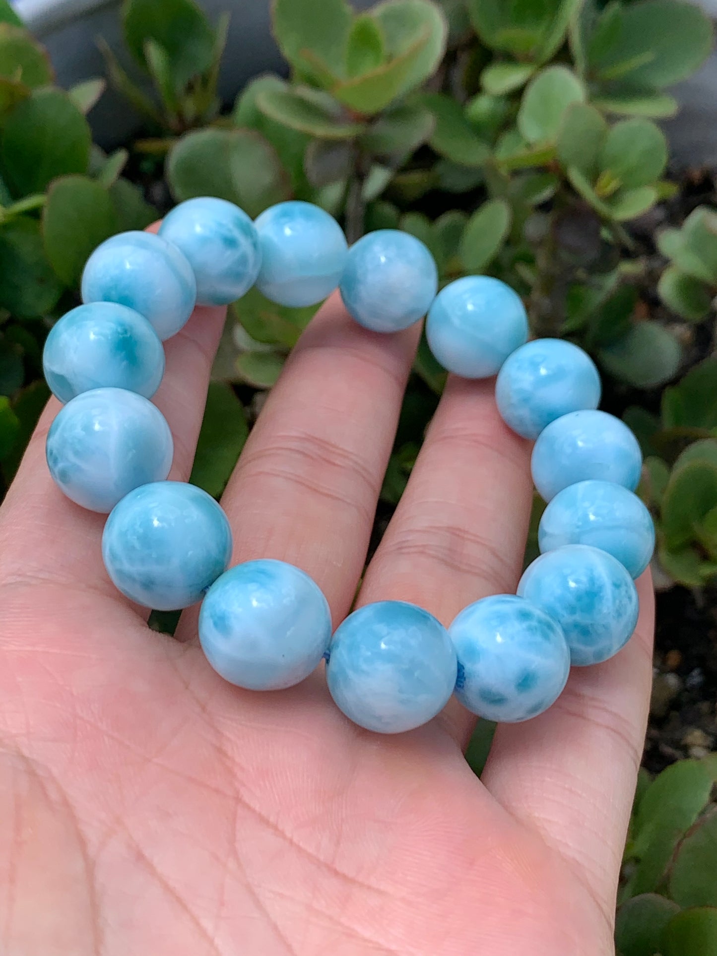 AAA+ Natural Authentic Dominican Larimar Bracelet,Gems Bracelet,13.7mm BraceletGems Jewelry,Crystal Bracelet,ET476