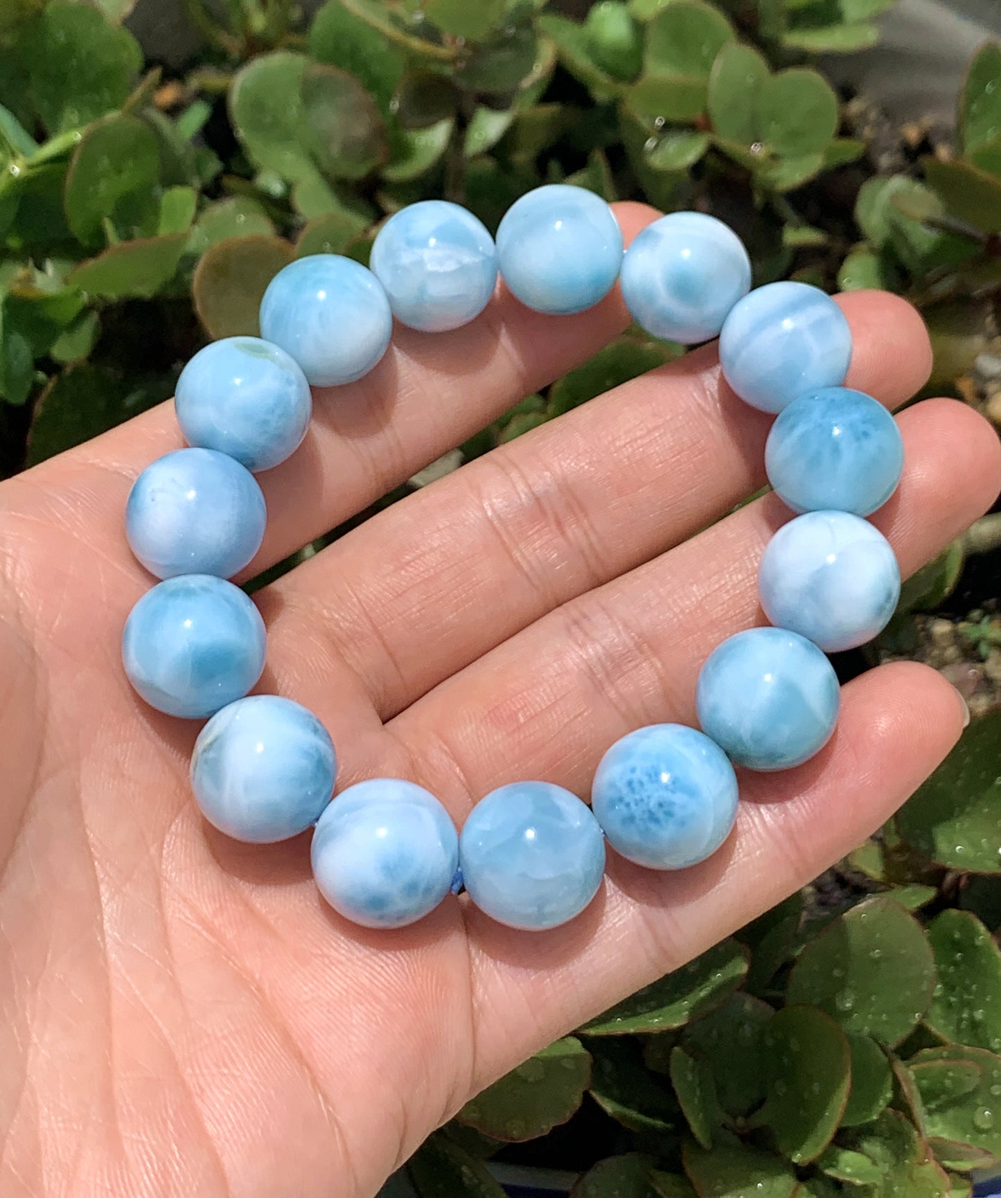 AAA+ Natural Authentic Dominican Larimar Bracelet,Gems Bracelet,13.7mm BraceletGems Jewelry,Crystal Bracelet,ET476