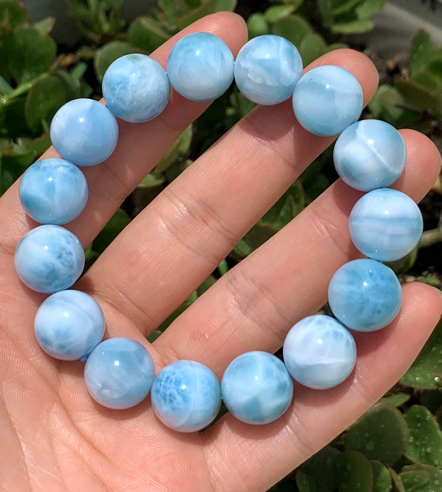 AAA+ Natural Authentic Dominican Larimar Bracelet,Gems Bracelet,13.7mm BraceletGems Jewelry,Crystal Bracelet,ET476