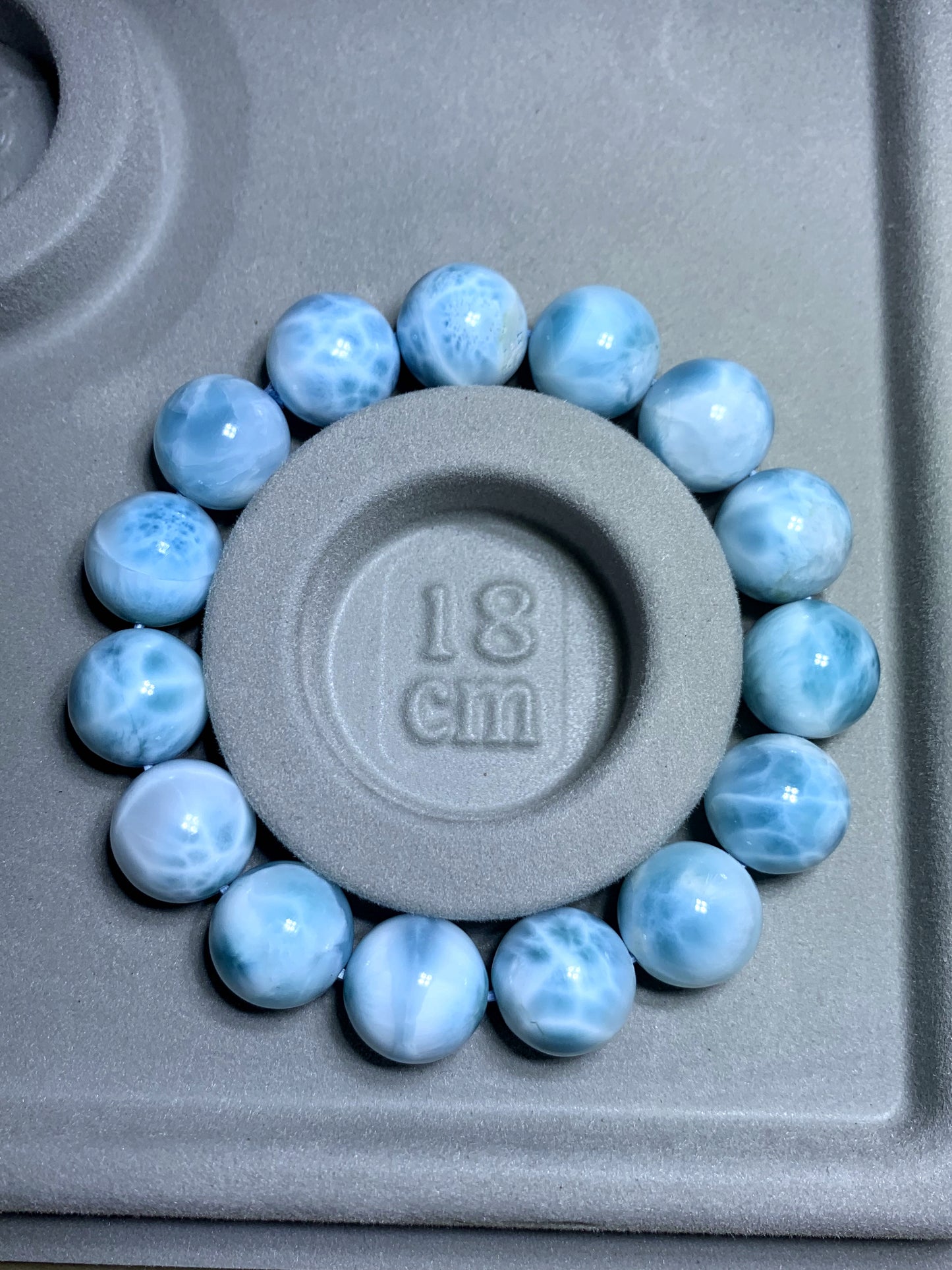 AAA+ Natural Authentic Dominican Larimar Bracelet,Gems Bracelet,13.7mm BraceletGems Jewelry,Crystal Bracelet,ET476