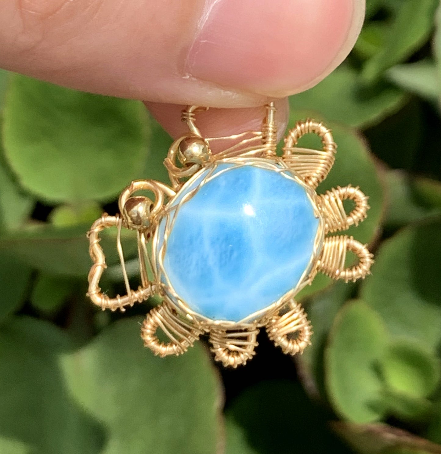 AAAA Natural Authentic Dominican Larimar Pendant,Gems Jewelry,Gems Pendant,Crystal Pendant,ET534