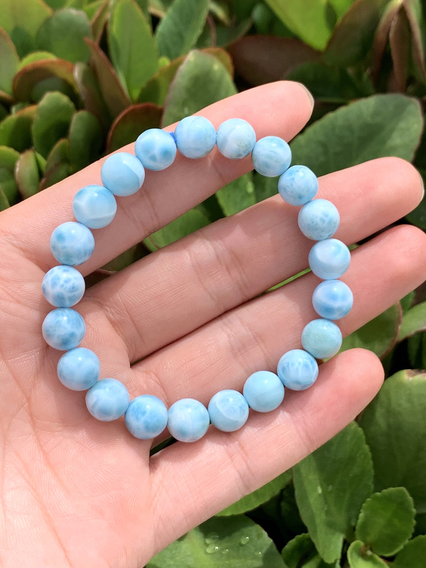 Larimar,AAANatural Authentic Dominican Larimar Bracelect,Blue Bracelect, Gift for Boy and men,9.4mm Bracelect,Father's Day Gift ET159