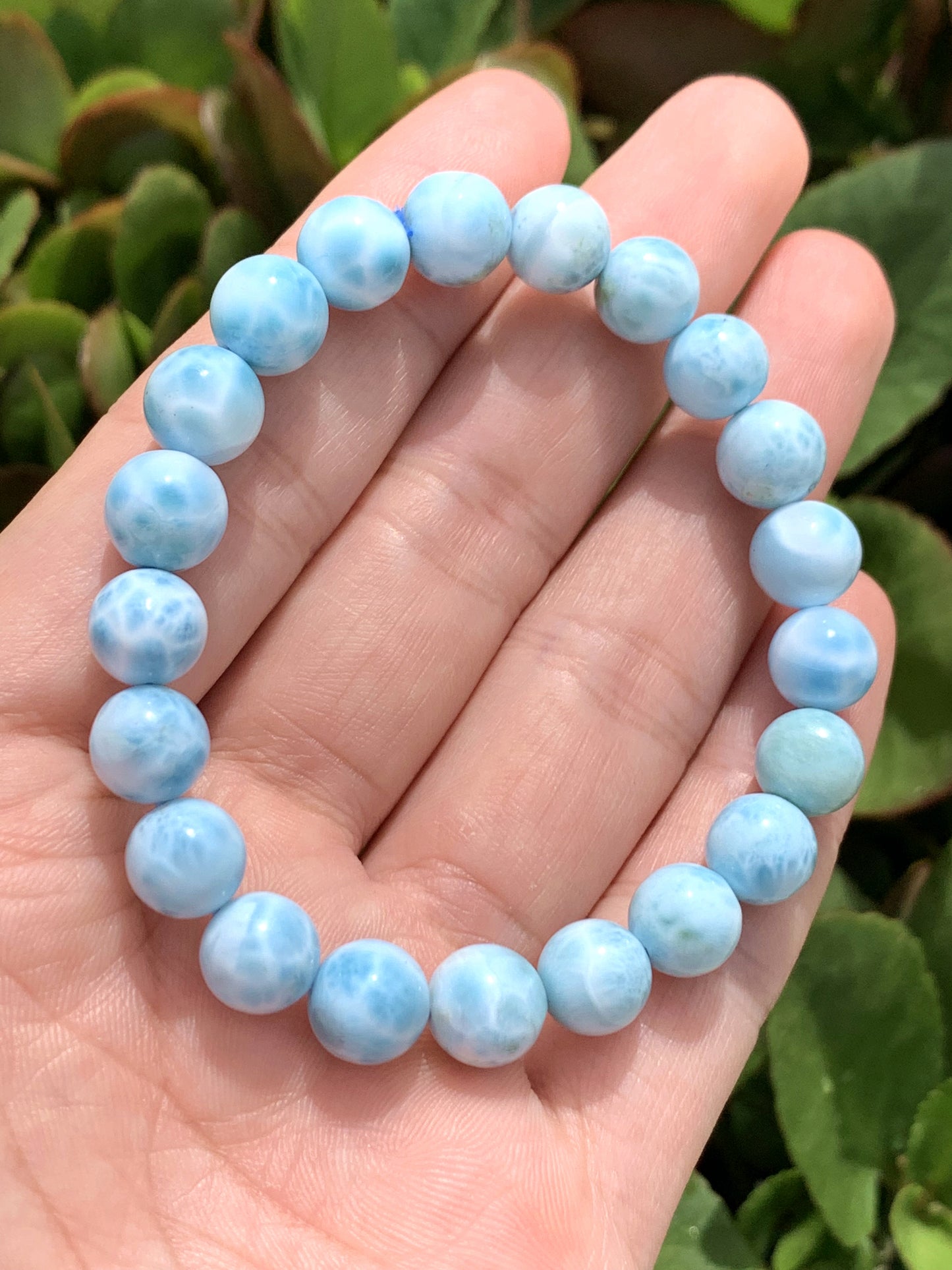 Larimar,AAANatural Authentic Dominican Larimar Bracelect,Blue Bracelect, Gift for Boy and men,9.4mm Bracelect,Father's Day Gift ET159