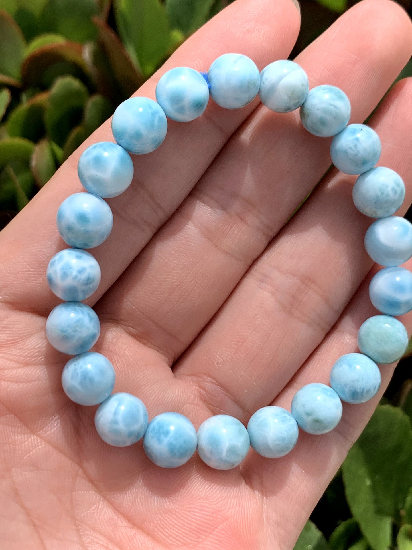 Larimar,AAANatural Authentic Dominican Larimar Bracelect,Blue Bracelect, Gift for Boy and men,9.4mm Bracelect,Father's Day Gift ET159