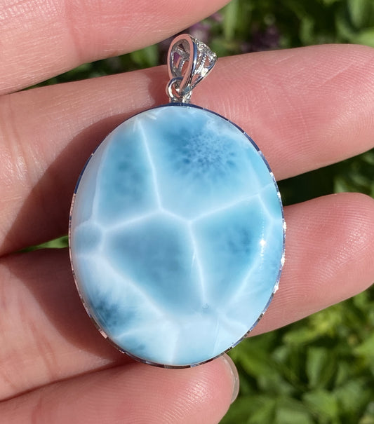 AAAA Natural Authentic Dominican Larimar Pendant,Gems Jewelry,Gems Pendant,Crystal Pendant,ET595