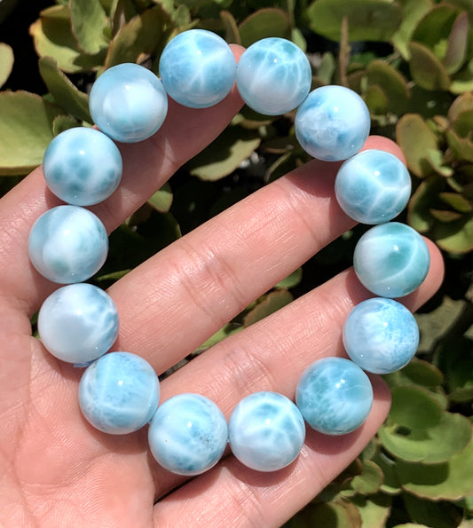 AAA+ Natural Authentic Dominican Larimar Bracelet,16mm Bracelet,Crystal Bracelet,Gems Bracelet ET627