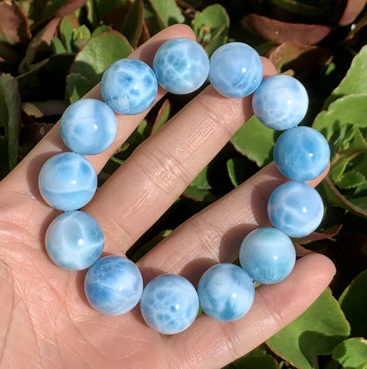 AAAA Natural Authentic Dominican Larimar Bracelet,Gems Jewelry,Gems Bracelet,18mm Bracelet,Crystal Bracelet ET681