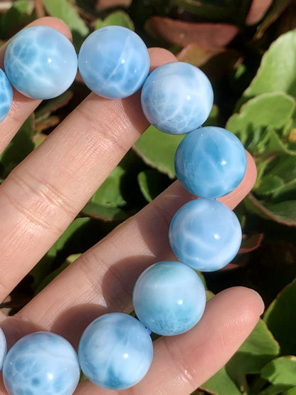 AAAA Natural Authentic Dominican Larimar Bracelet,Gems Jewelry,Gems Bracelet,18mm Bracelet,Crystal Bracelet ET681