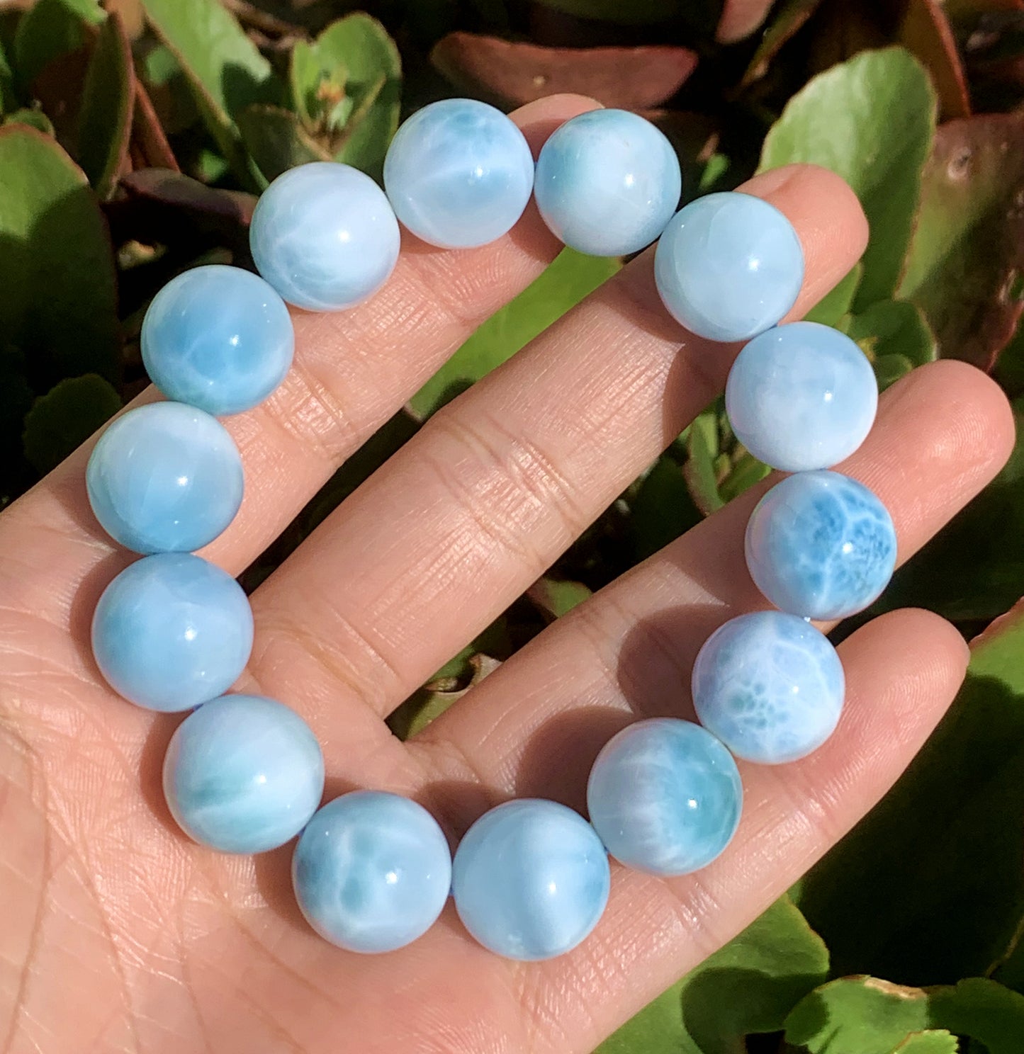 AAA Natural Authentic Dominican Larimar Bracelet,Gems Jewelry,Gems Bracelet,16mm Bracelet,Crystal Bracelet ET683