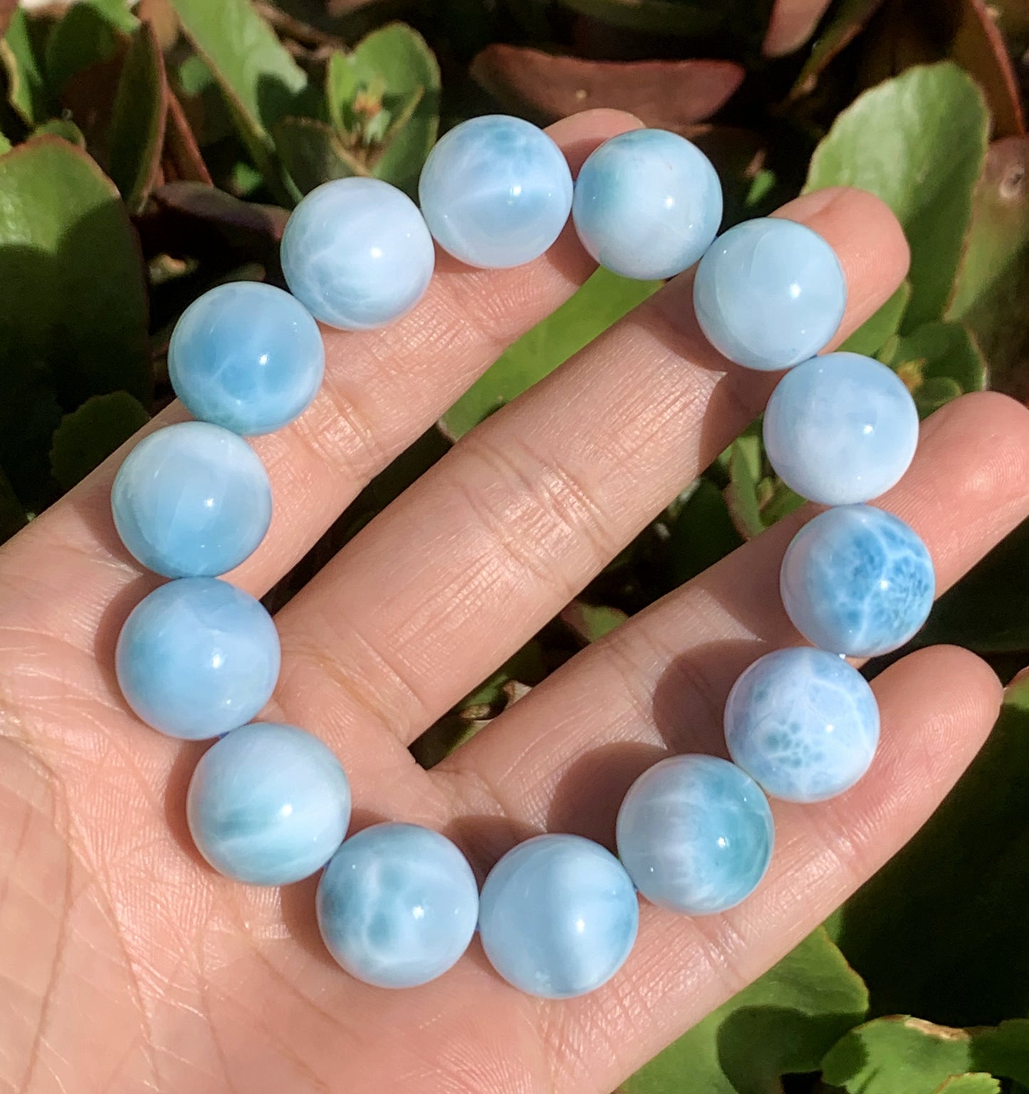 AAA Natural Authentic Dominican Larimar Bracelet,Gems Jewelry,Gems Bracelet,16mm Bracelet,Crystal Bracelet ET683