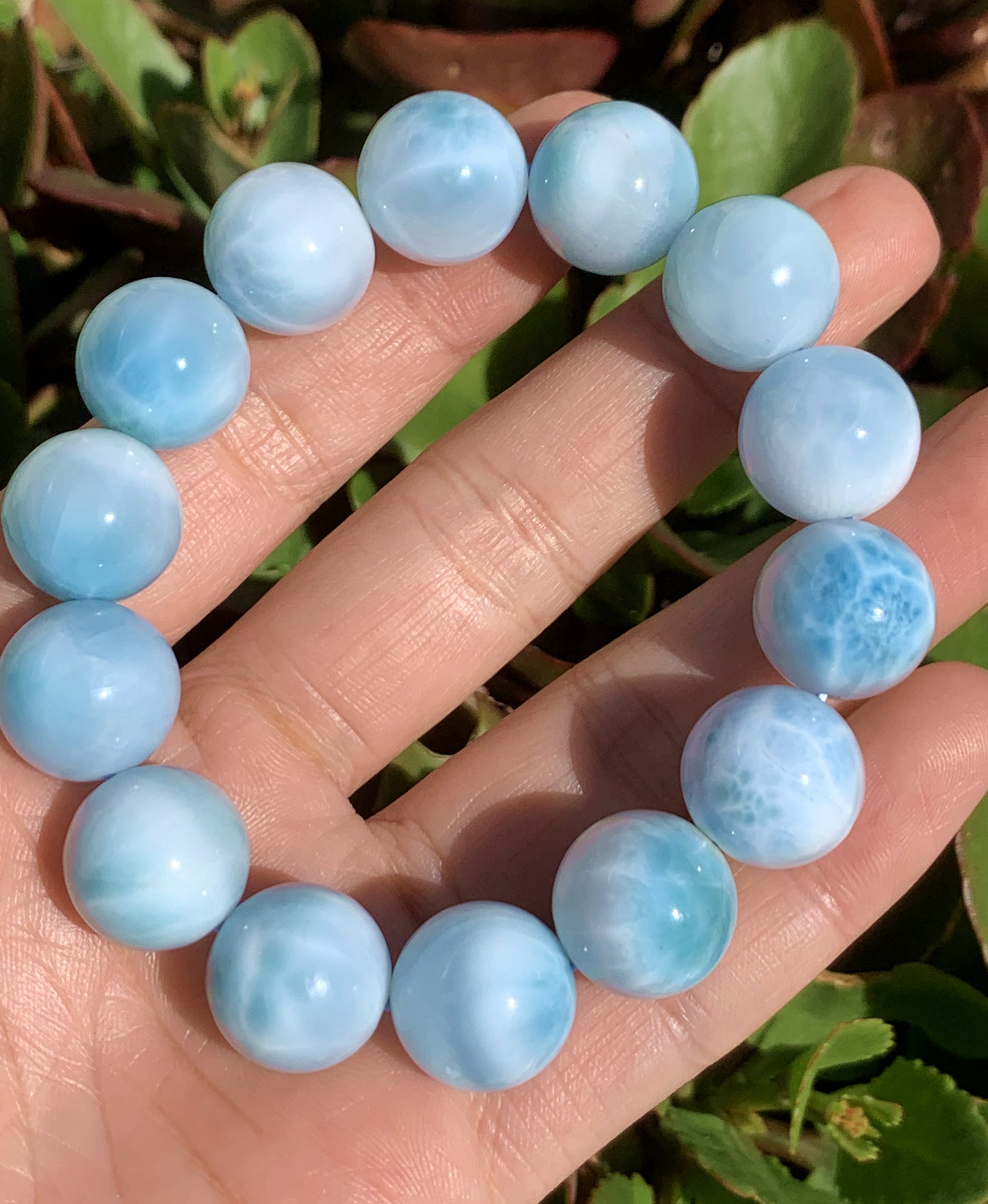 AAA Natural Authentic Dominican Larimar Bracelet,Gems Jewelry,Gems Bracelet,16mm Bracelet,Crystal Bracelet ET683