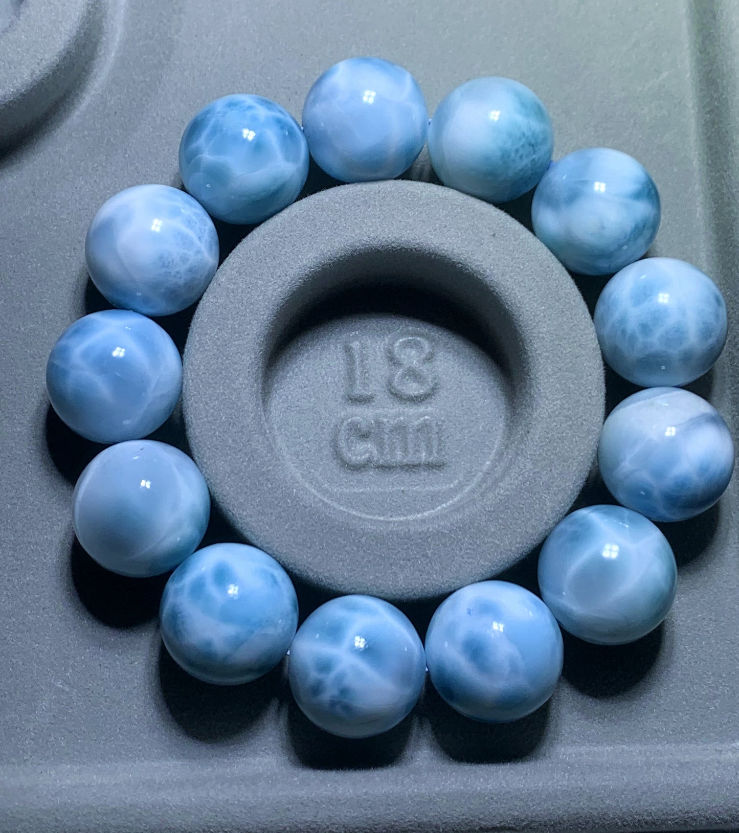 AAAA Natural Authentic Dominican Larimar Bracelet,Gems Jewelry,Gems Bracelet,18mm Bracelet,Crystal Bracelet ET681