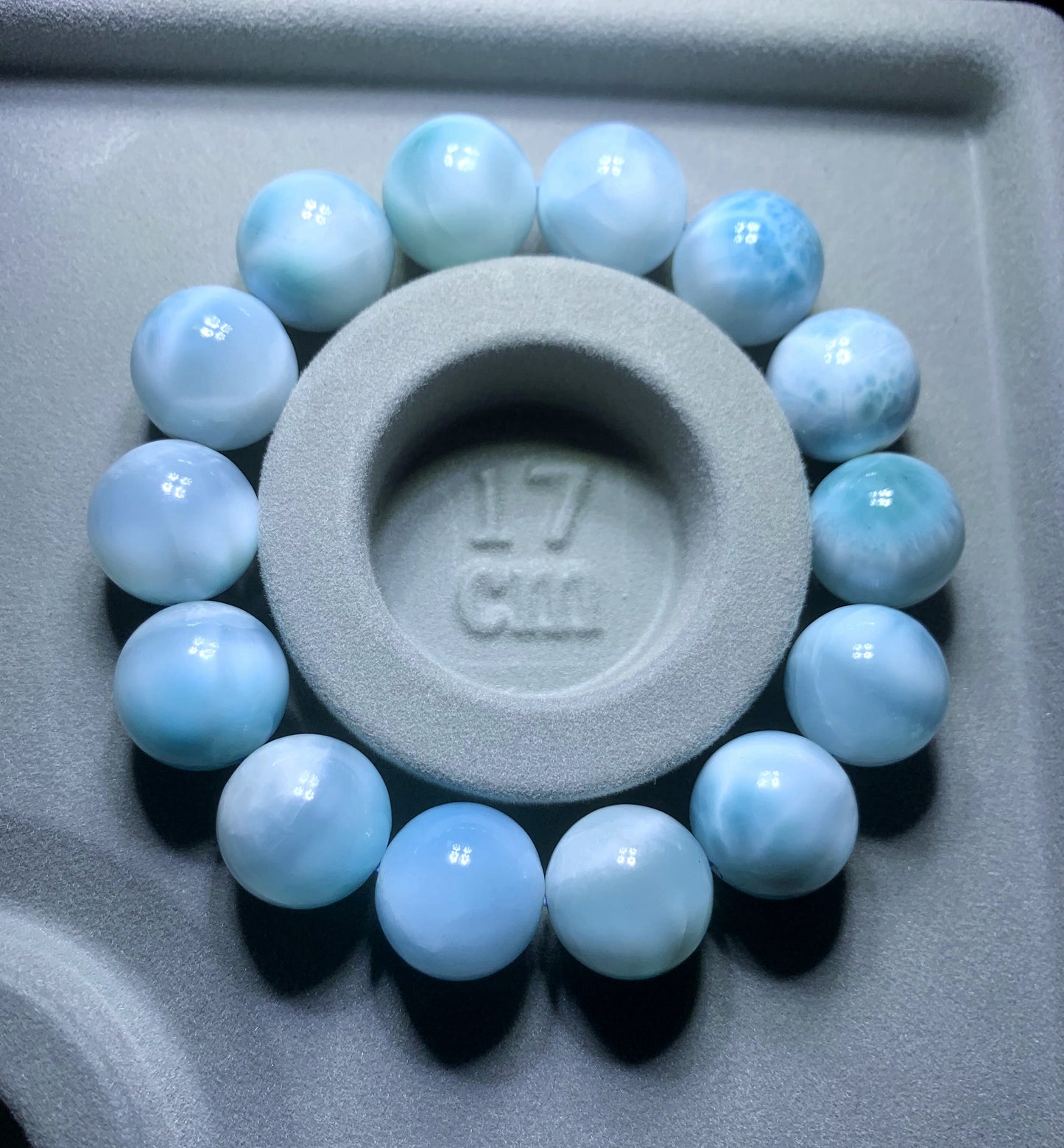 AAA Natural Authentic Dominican Larimar Bracelet,Gems Jewelry,Gems Bracelet,16mm Bracelet,Crystal Bracelet ET683