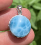 AAAA+ Natural Authentic Dominican Larimar Pendant,Larimar Necklace,Crystal Pendant,Gems Pendant ET684