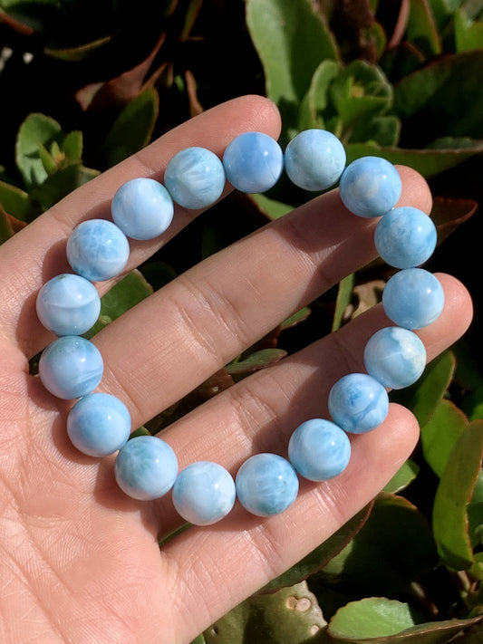 AAA Natural Authentic Dominican Larimar Bracelet,Larimar,Crystal Bracelet,12mm Bracelet,Gems Bracelet ET697