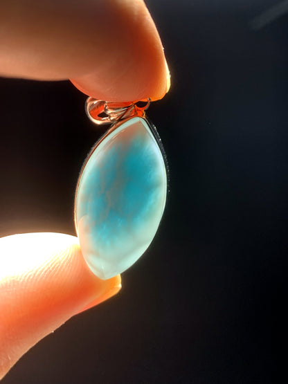 AAAA Natural Authentic Dominican Larimar Pendant，Larimar Engagement, Larimar Stone,Birthday Gift ET692