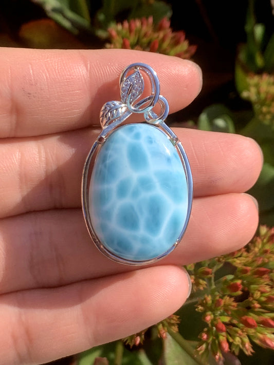 AAA Natural Authentic Dominican Larimar Pendant,Gems Jewelry,Gems Pendant,Crystal Pendant ET738