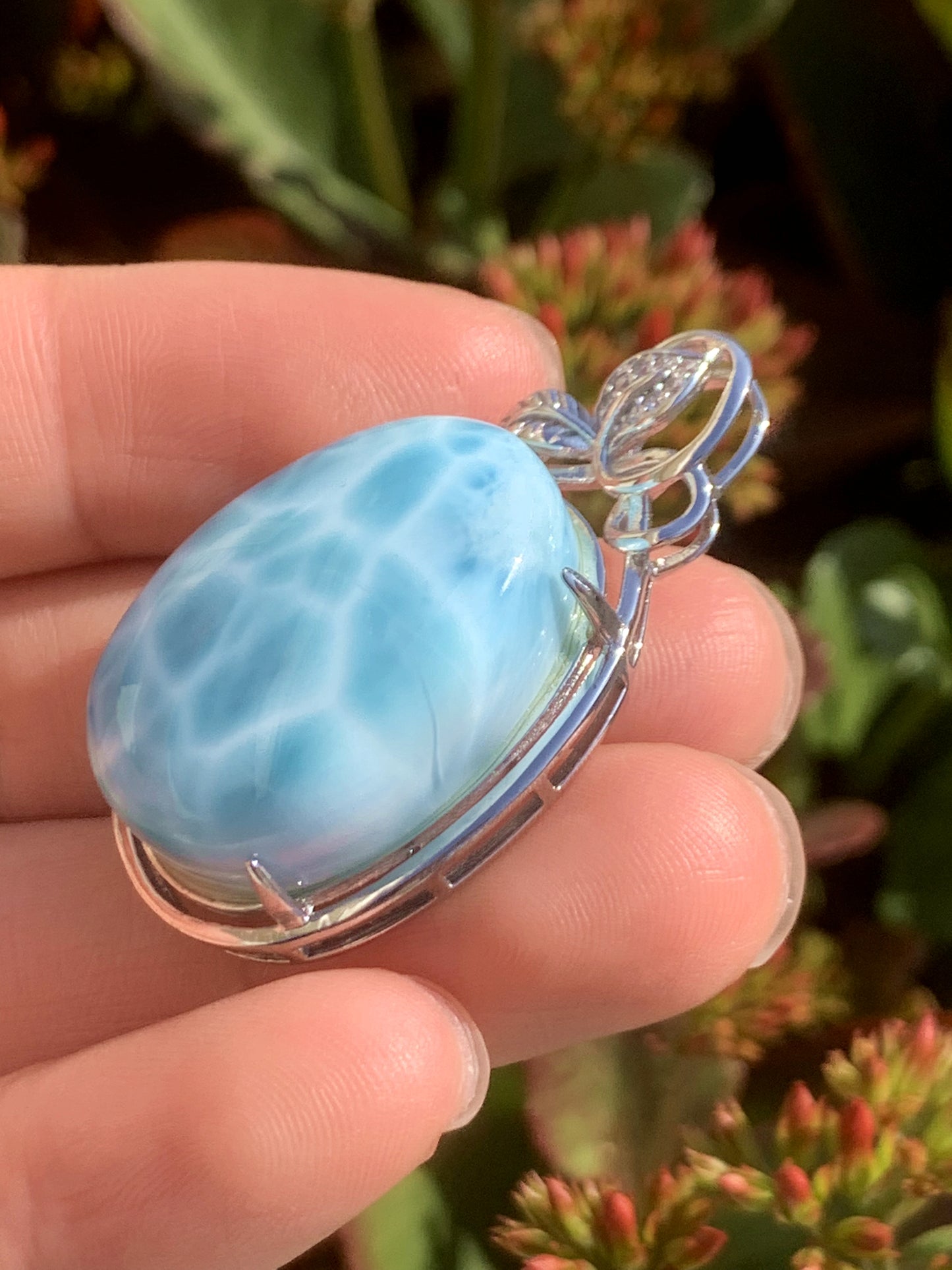 AAA Natural Authentic Dominican Larimar Pendant,Gems Jewelry,Gems Pendant,Crystal Pendant ET738