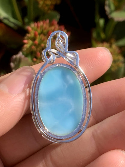 AAA Natural Authentic Dominican Larimar Pendant,Gems Jewelry,Gems Pendant,Crystal Pendant ET738