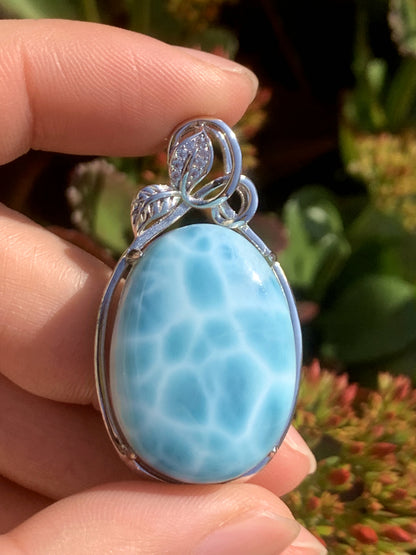 AAA Natural Authentic Dominican Larimar Pendant,Gems Jewelry,Gems Pendant,Crystal Pendant ET738