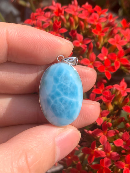 AAA+ Natural Authentic Dominican Larimar Pendant,Gems Jewelry,Gems Pendant,Crystal Pendant ET749