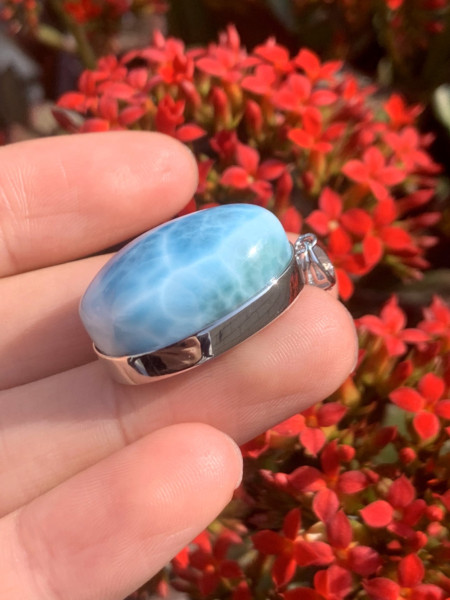 AAA+ Natural Authentic Dominican Larimar Pendant,Gems Jewelry,Gems Pendant,Crystal Pendant ET749