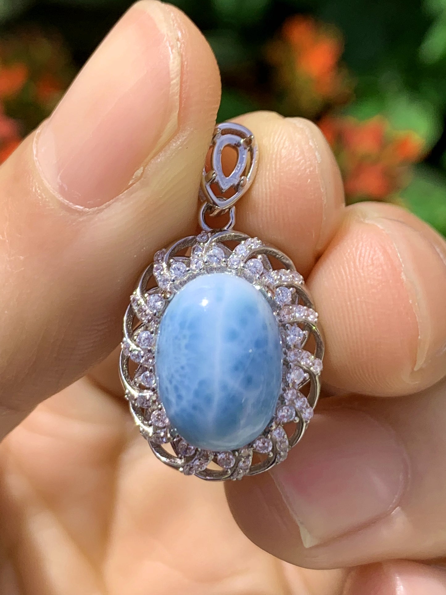 AAA Natural Authentic Dominican Larimar Pendant,Gems Jewelry,Gems Pendant,Crystal Pendant ET768