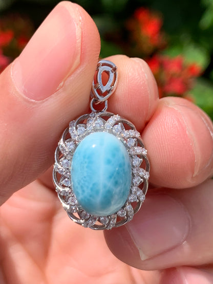 AAA Natural Authentic Dominican Larimar Pendant,Gems Jewelry,Gems Pendant,Crystal Pendant ET768