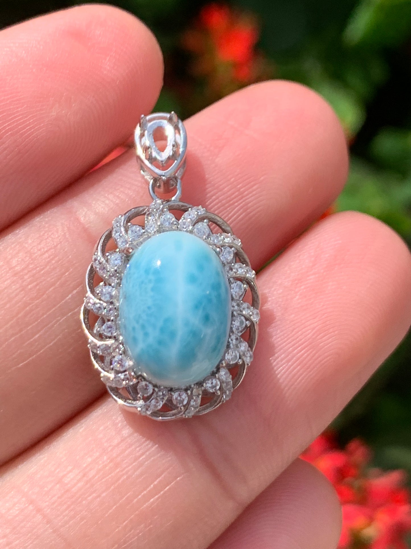 AAA Natural Authentic Dominican Larimar Pendant,Gems Jewelry,Gems Pendant,Crystal Pendant ET768