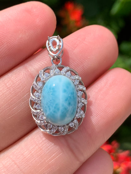 AAA Natural Authentic Dominican Larimar Pendant,Gems Jewelry,Gems Pendant,Crystal Pendant ET768