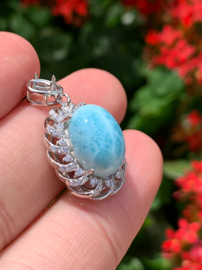 AAA Natural Authentic Dominican Larimar Pendant,Gems Jewelry,Gems Pendant,Crystal Pendant ET768