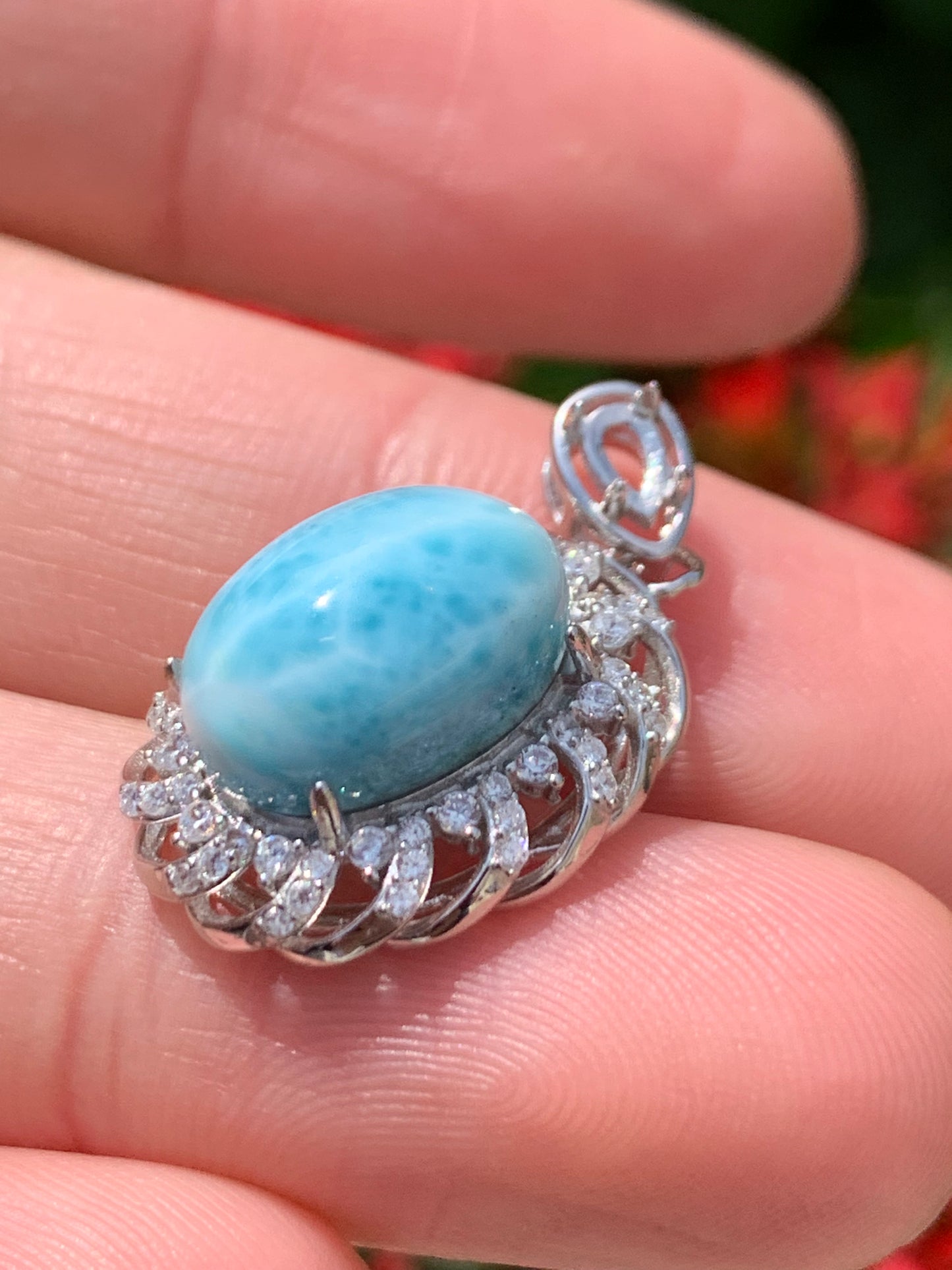 AAA Natural Authentic Dominican Larimar Pendant,Gems Jewelry,Gems Pendant,Crystal Pendant ET768