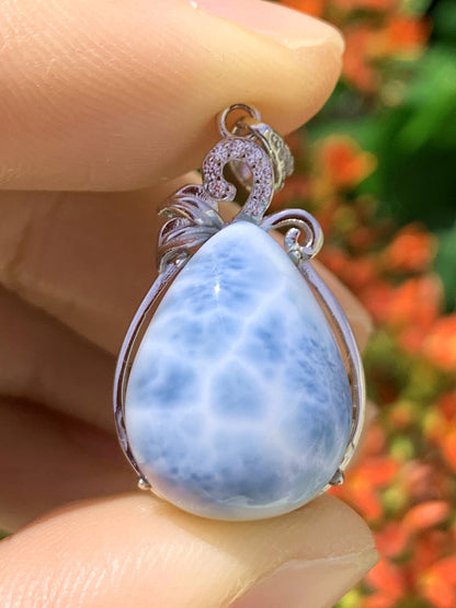 AAAA Natural Authentic Dominican Larimar Pendant,Gems Jewelry,Gems Pendant,Crystal Pendant ET772