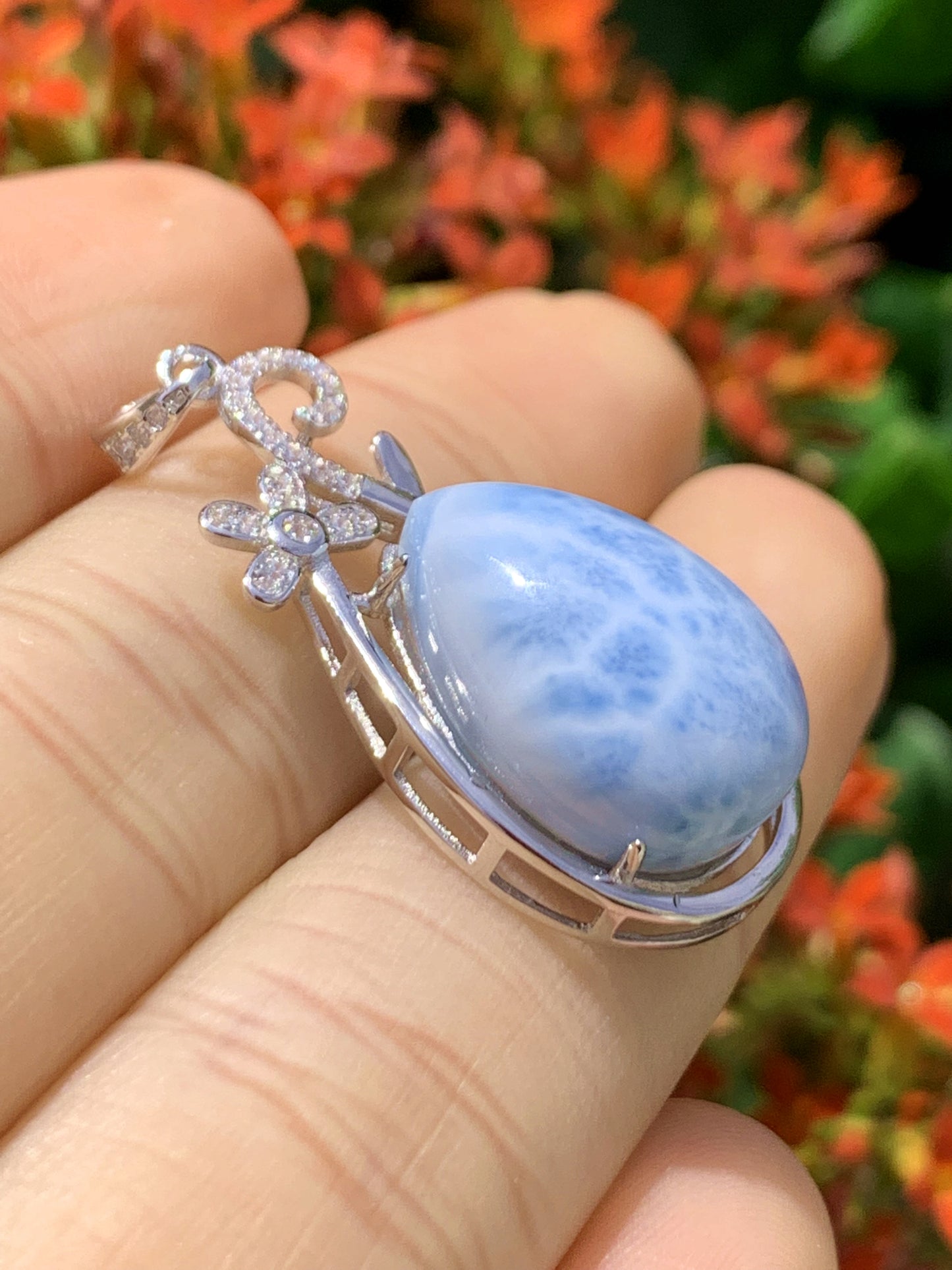 AAAA Natural Authentic Dominican Larimar Pendant,Gems Jewelry,Gems Pendant,Crystal Pendant ET773